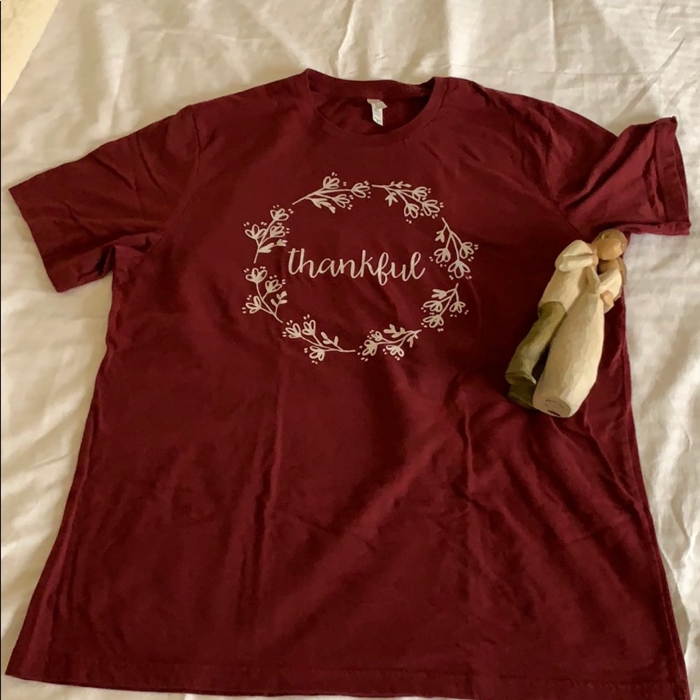 Women’s XL Bella Canvas maroon “thankful” tee